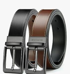 b-a-Leather Reversible Belt for Men for Dress Pants - 2 Styles in One Belt