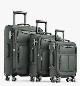 luggage-Luggage Sets 3 Piece Softside Expandable Lightweight Durable